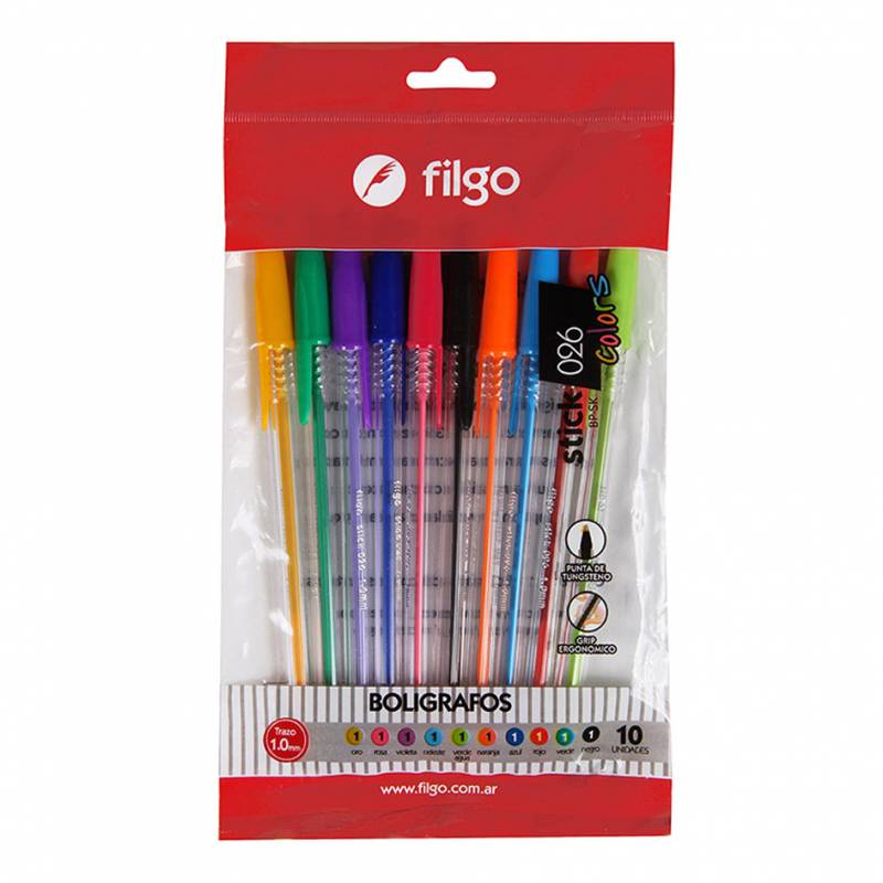 BOLIGRAFO X10 FILGO SURT STICK BLISTER