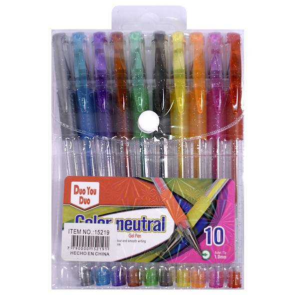 BOLIGRAFO GEL GLITTER X 10 ESTUCHE