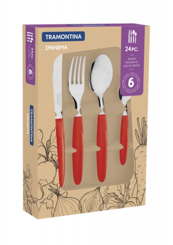 JGO CUBIERTOS X24   ROJO IPANEMA