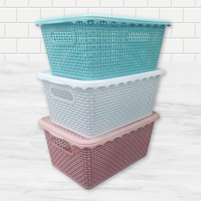 CANASTO CALADO PLAST C/TAPA 28X20X13