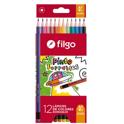 LAPICES DE COLORES X 12 BORRABLE FILGO