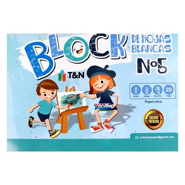 BLOCK DIBUJO N5 T&N BLANCO X 20H
