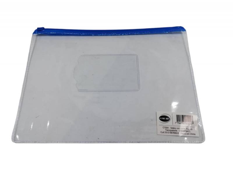 SOBRE C/CIERRE PVC A5 TRANSP 23X17