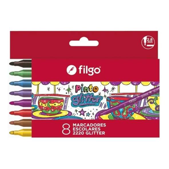 MARCADORES ESC PINTO X8 GLITTER ESTUCHE