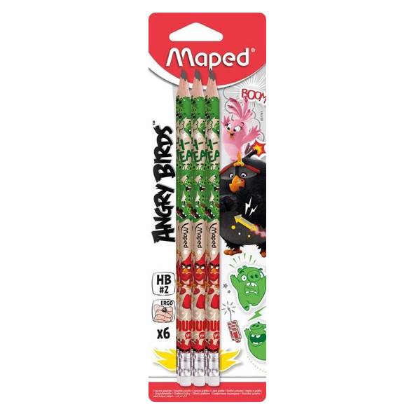 LAPIZ GRAFITO GOMA HB ANGRY BIRDS X6 BL