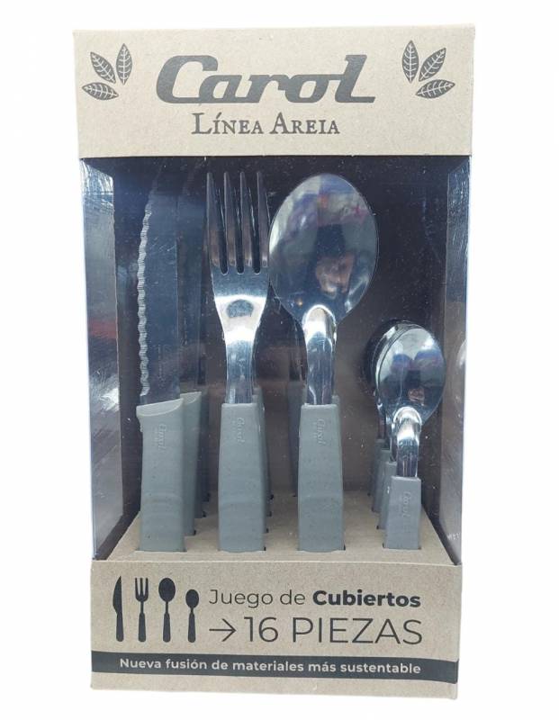 JGO CUBIERTOS X16 GRIS AREIA E/CAJA