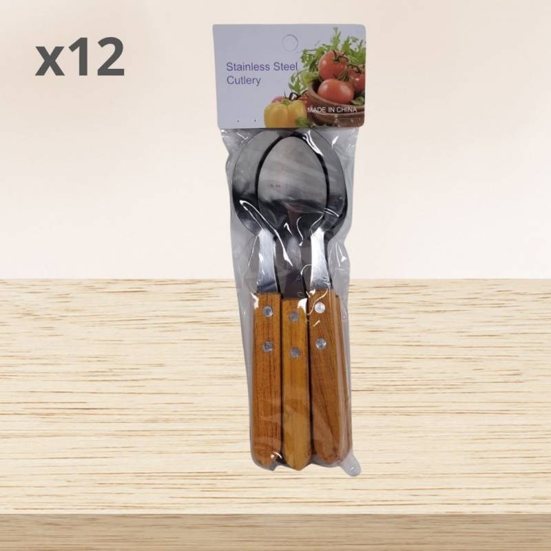 CUCHARA MANGO MADERA X6