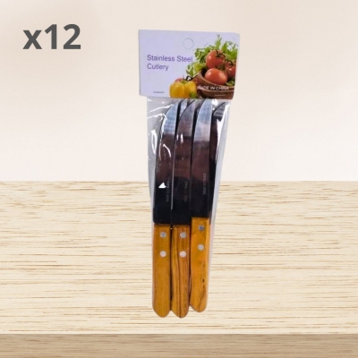 CUCHILLO MANGO MADERA X6