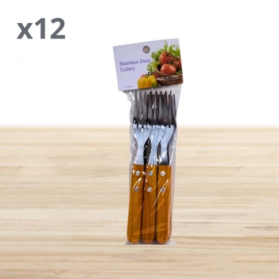 TENEDOR MANGO MADERA X6