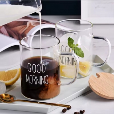 TAZA DE VIDRIO 500ML  GOOD MORNING