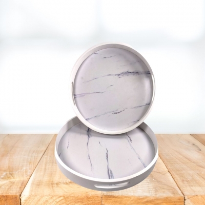 SET BANDEJA CIRCULAR X 2 MARMOL