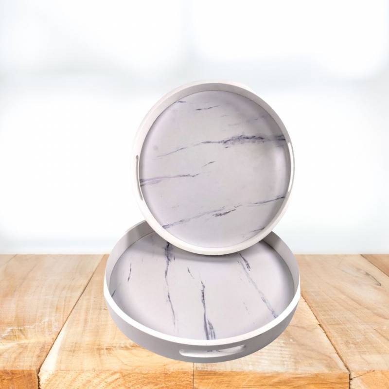 SET BANDEJA CIRCULAR X 2 MARMOL