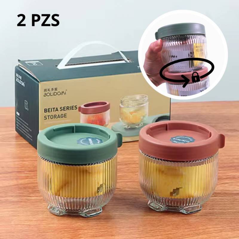 SET FRASCOS VIDRIO APILABLE X2
