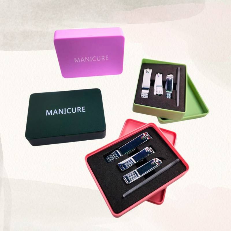 SET MANICURA BOX X4  CON LIMA VIDRIO