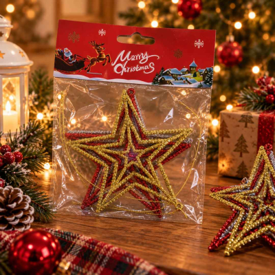 Adorno Estrella De Navidad Calada X3 10.5 Cm 