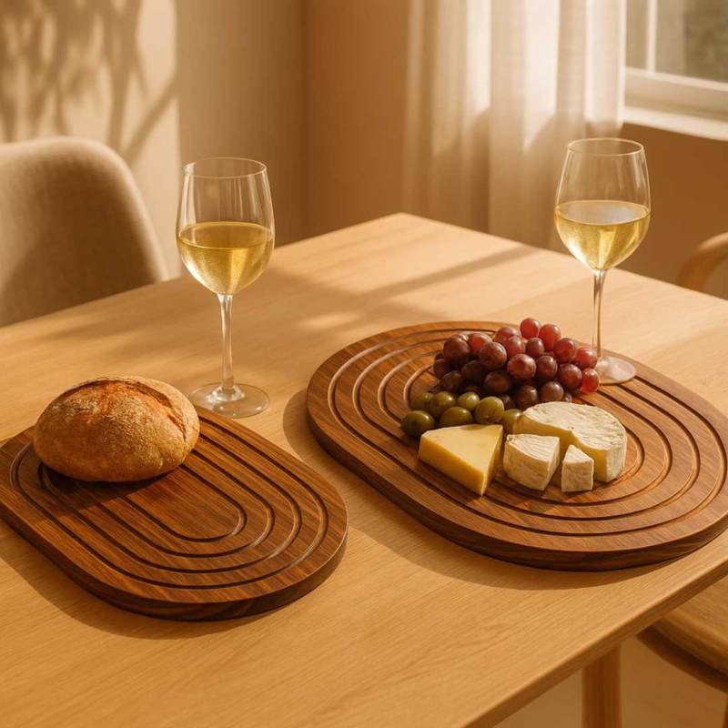 SET BANDEJAS X2 DE   MADERA OVALADAS