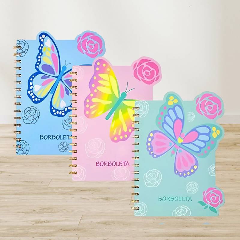 LIBRETA C/ESPIRAL MARIPOSA 15X21CM
