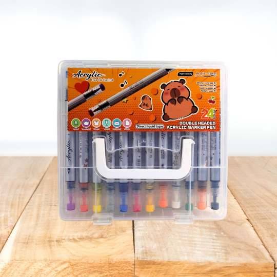 MARCADORES ACRILICOS X12 DOBLE PUNTA E/CAJA