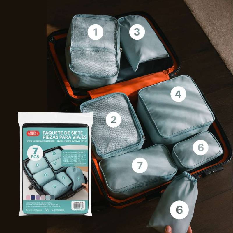 FUNDAS DE VIAJE X7 PIEZAS