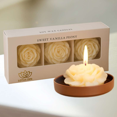 VELA DE SOJA AROMATICA X3 PEONIAS E/CAJA REGALO