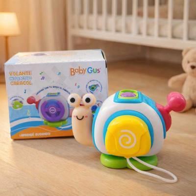 VOLANTE INTERACTIVO CARACOL P/BEBES C/ LUZ Y SONID