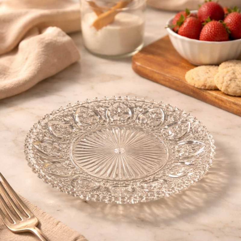 PLATO DE VIDRIO LABRADO 20CM