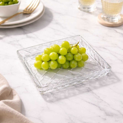 FUENTE DE VIDRIO RECTANGULAR ROMBO 25 X 21 CM