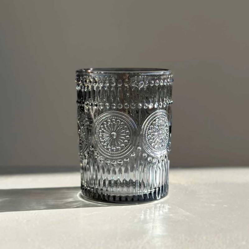 SET X6 VASOS CORTO  LABRADO NEGRO