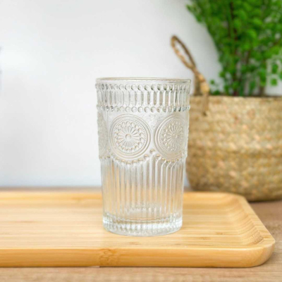 SET X6 VASOS LARGO LABRADO TRANSPARENTE 