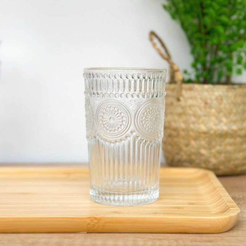 SET X6 VASOS LARGO LABRADO TRANSPARENTE