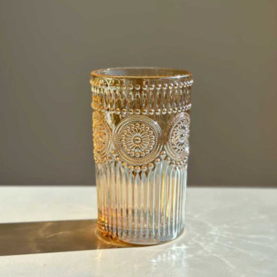 SET X6 VASOS LARGO LABRADO DORADO 