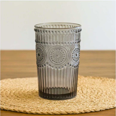 SET X6 VASOS LARGO LABRADO NEGRO