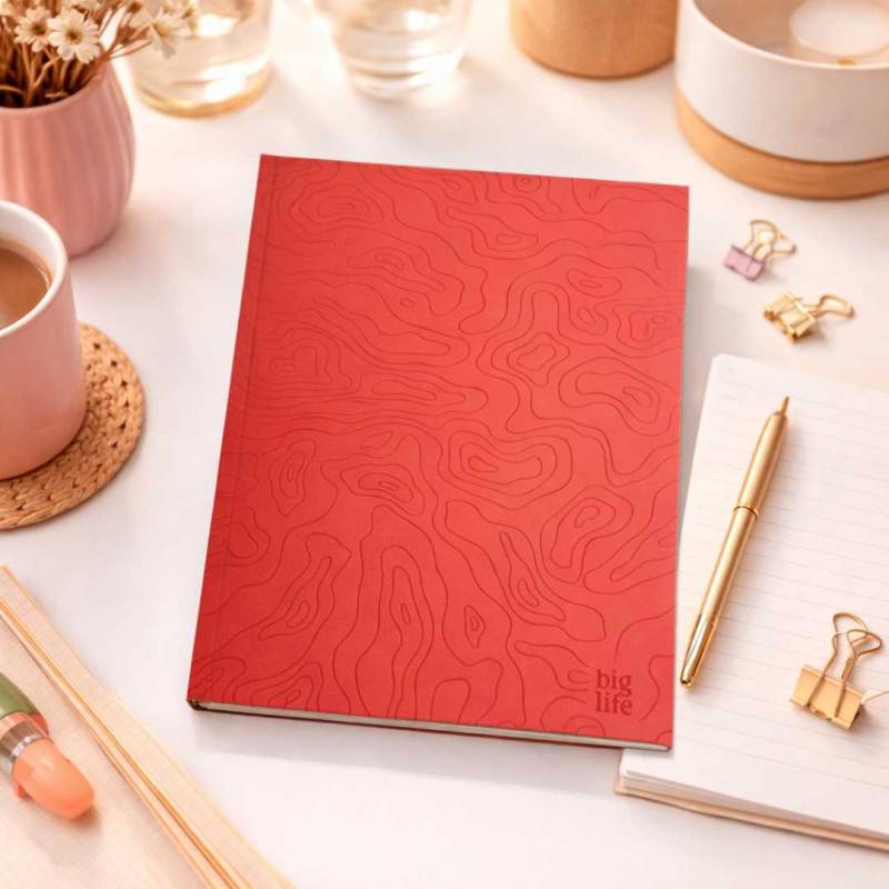 CUADERNO COSIDO 19X23 ROJO CON TRAMA