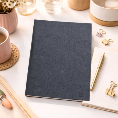 CUADERNO COSIDO 19X23 NEGRO CON TRAMA