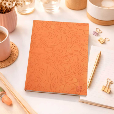 CUADERNO COSIDO 19X23 NARANJA CON TRAMA