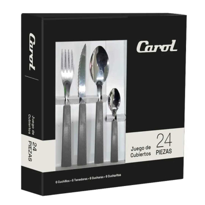 JGO CUBIERTOS X24 GRIS OSCURO E/CAJA