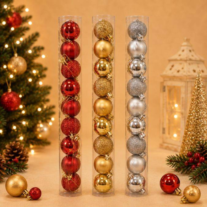 Set  Tubos Globos Navideños X 4Cm