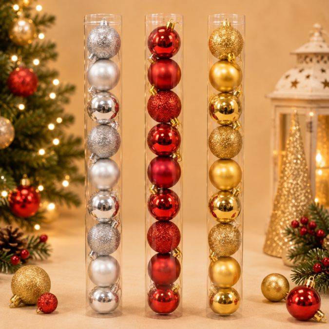Set Tubos Globos Navideños X 5Cm