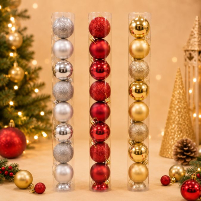 Set  Tubos Globos Navideños X 6Cm