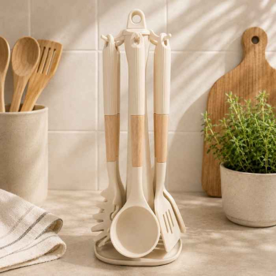 Set Utensilios Silicona Con Soporte X7 Piezas