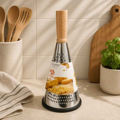 Rallador Conico Acero Con Mango Madera