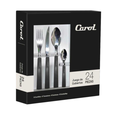 JGO CUBIERTOS X24 NEGRO E/CAJA