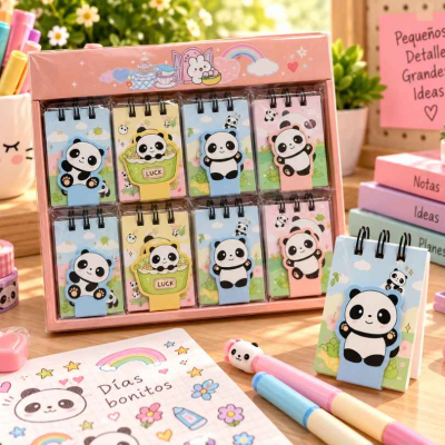 Mini Anotador Anillado Osos Panda