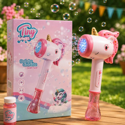 BURBUJERO UNICORNIO ROSA C/LUZ TINY A PILA