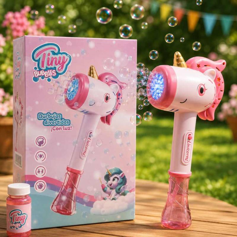 BURBUJERO UNICORNIO ROSA C/LUZ TINY A PILA
