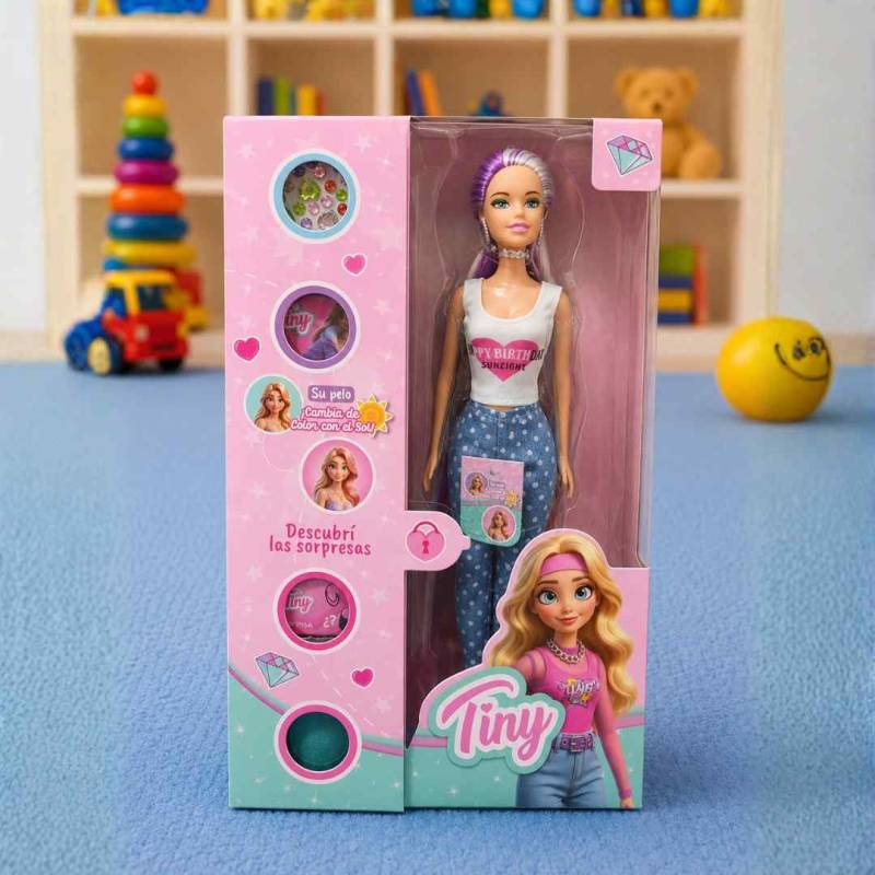 MUÑECA TINY CABELLO CAMBIA DE COLOR C/ACCESORIOS
