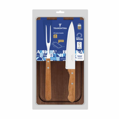 KIT P/ASADO 3 PZS CHURRASCO AFA