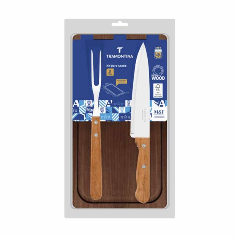 KIT P/ASADO 3 PZS CHURRASCO AFA