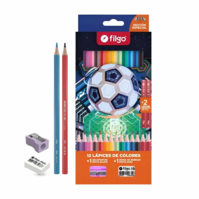 LAPICES COLORES X12 +2 HB +GOMA+SACAPUN FUTBOL