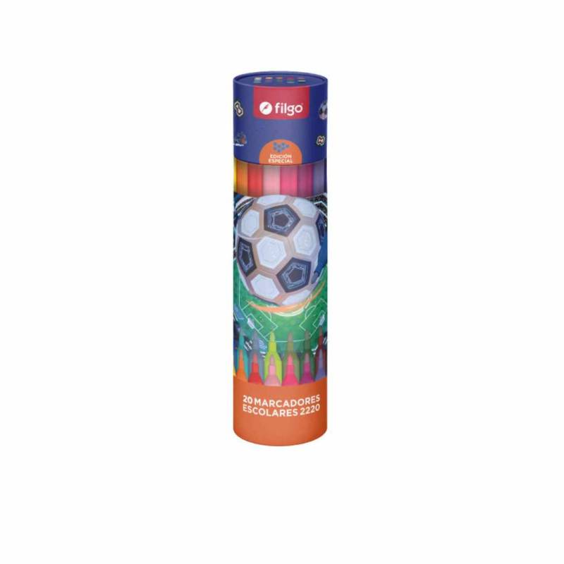 MARCADORES  SURTIDOS X 20 2.0MM  FUTBOL TUBO